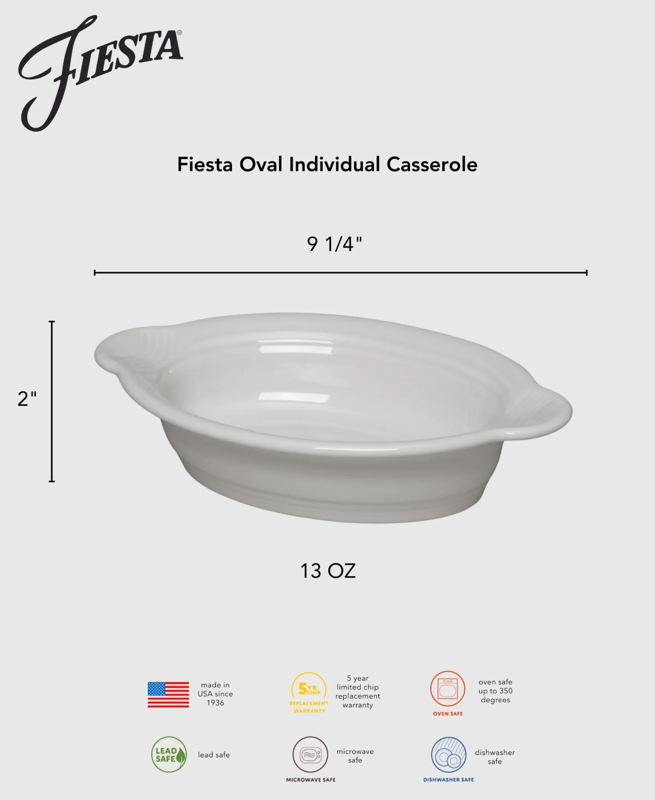 9 1/8 Inch Oval Individual Casserole 13 OZ Foundry|Fiesta Factory Direct Sale