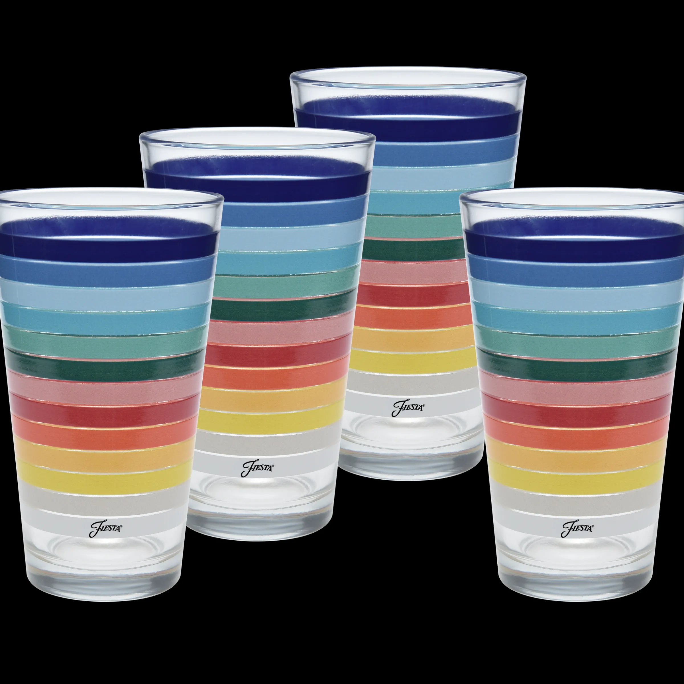 16 oz. All Colors Stripe Cooler Glass - Set of 4|Fiesta Factory Direct Online
