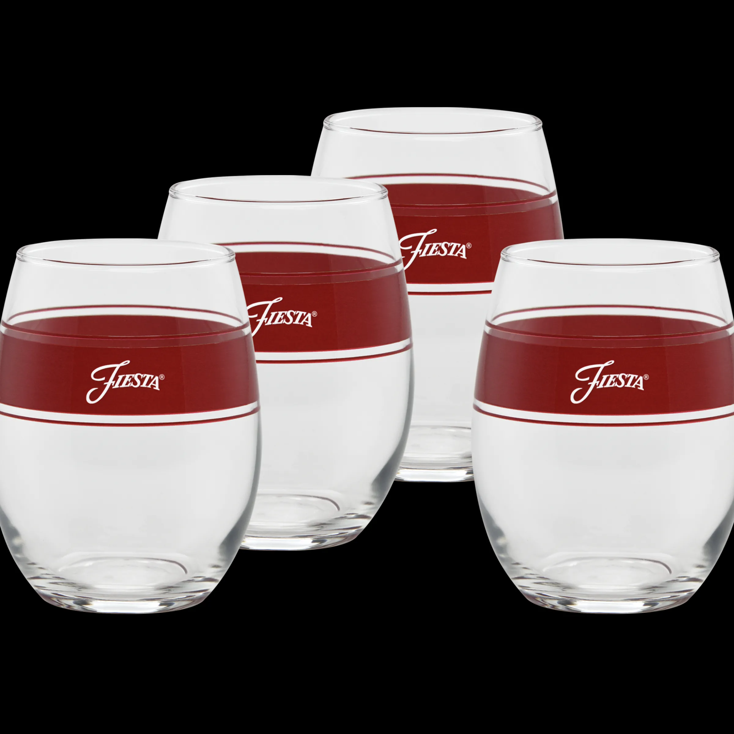 15 oz. Fiesta® Frame Stemless Wine Scarlet – Set of 4|Fiesta Factory Direct Discount