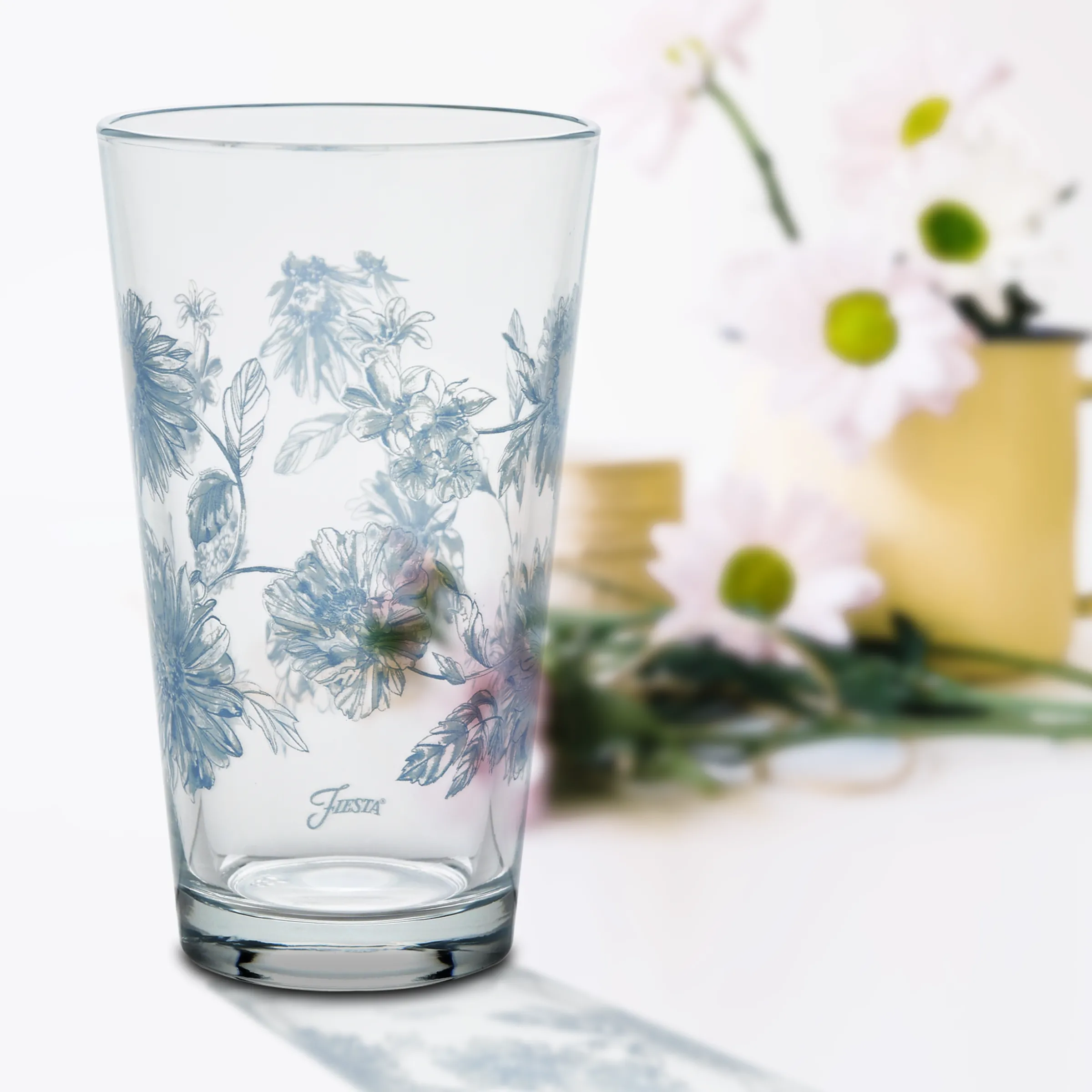 Botanical Floral 16 oz. Cooler Glass - Set of 4|Fiesta Factory Direct Sale