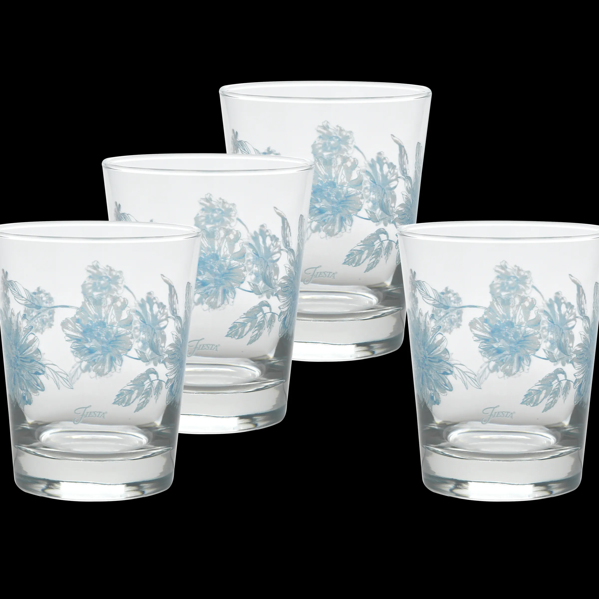 Botanical Floral 15 oz. Tapered Double Old Fashion Glass – Set of 4|Fiesta Factory Direct Clearance