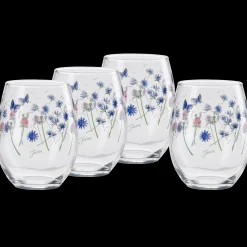 Breezy Floral 15 oz. Stemless Wine Glass – Set of 4|Fiesta Factory Direct Clearance