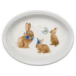 Breezy Floral Easter 13 5/8 Inch Large Oval Serving Platter Bunny & Babies|Fiesta Factory Direct Sale