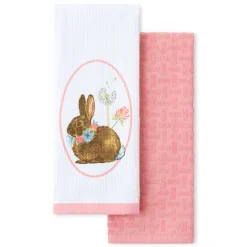 Breezy Floral Easter Bunny Kitchen Towels 2-Pack Set|Fiesta Factory Direct Sale