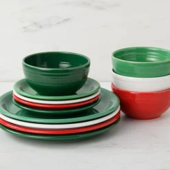 Christmas Mixed Color Bistro Coupe 12-Piece Dinnerware Set, Service for 4|Fiesta Factory Direct Clearance