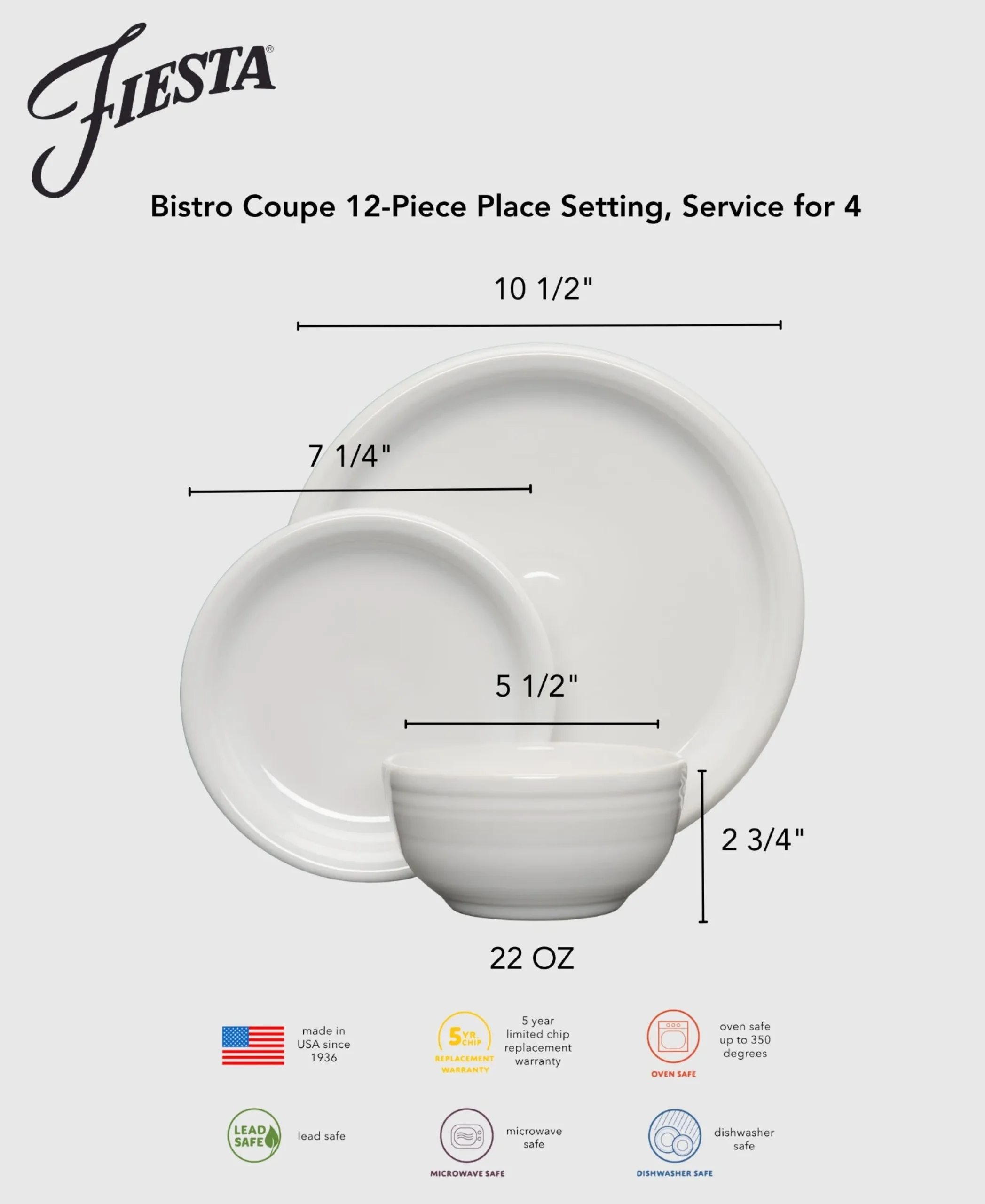 Christmas Mixed Color Bistro Coupe 12-Piece Dinnerware Set, Service for 4|Fiesta Factory Direct Clearance