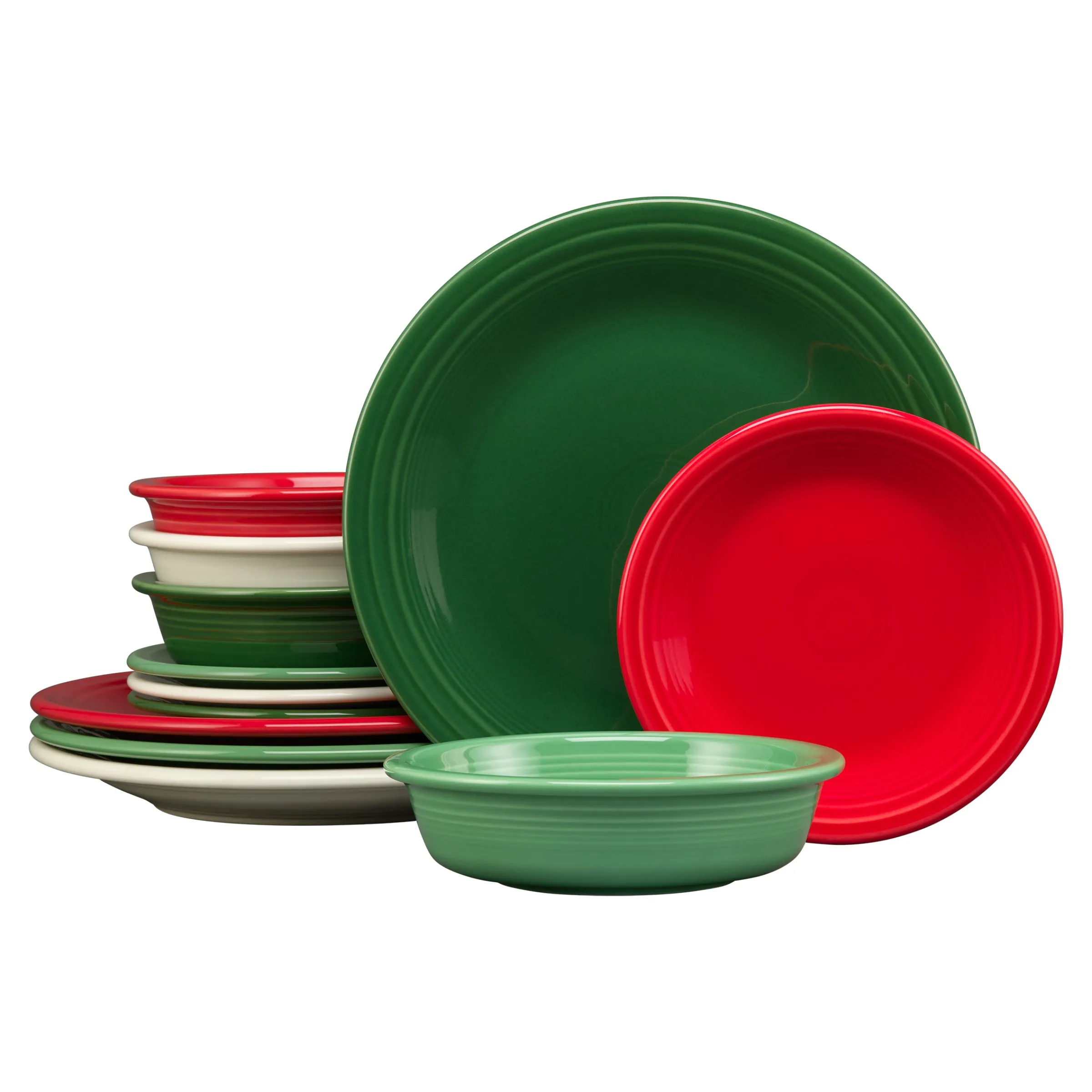 Christmas Mixed Color Classic Rim 12-Piece Dinnerware Set, Service for 4|Fiesta Factory Direct New