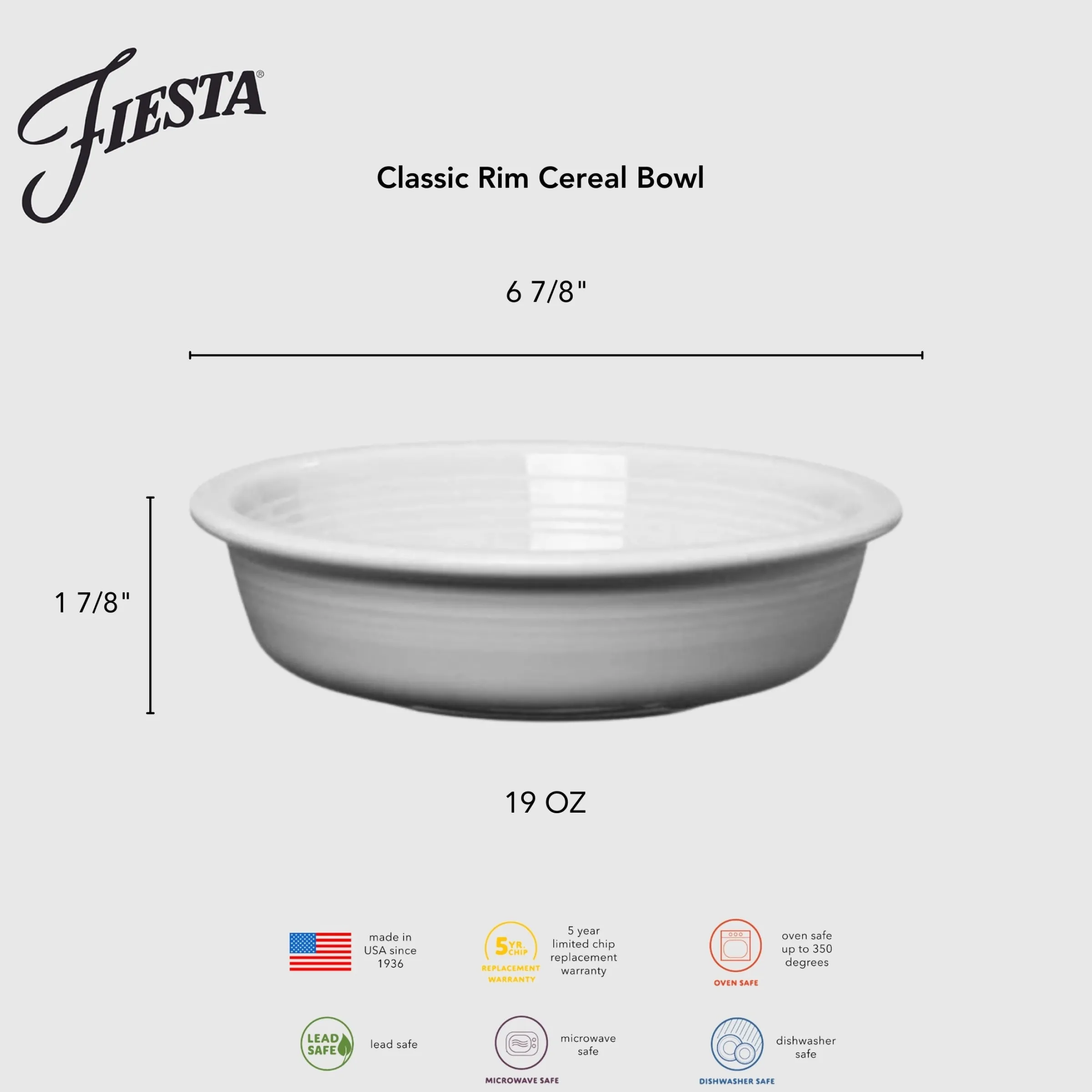 Classic Rim 6 7/8 Inch Cereal Bowl 19 OZ Foundry|Fiesta Factory Direct Outlet