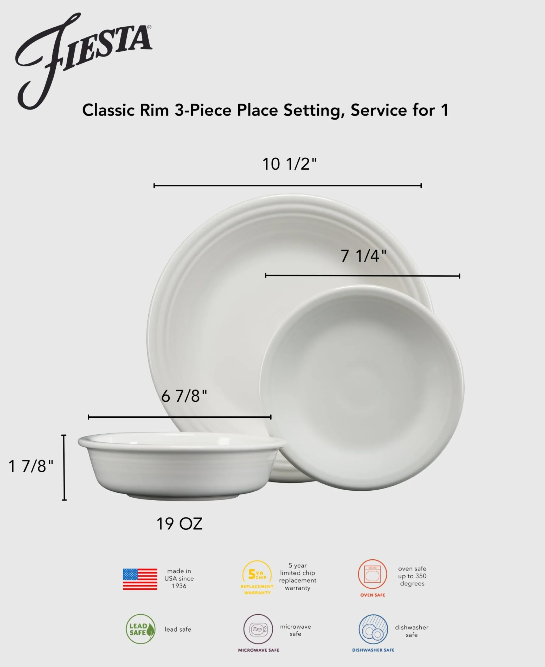 Classic Rim 3-Piece Place Setting, Service for 1 Foundry|Fiesta Factory Direct Online