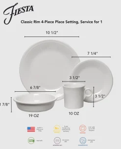 Classic Rim 4-Piece Place Setting, Service for 1|Fiesta Factory Direct Outlet
