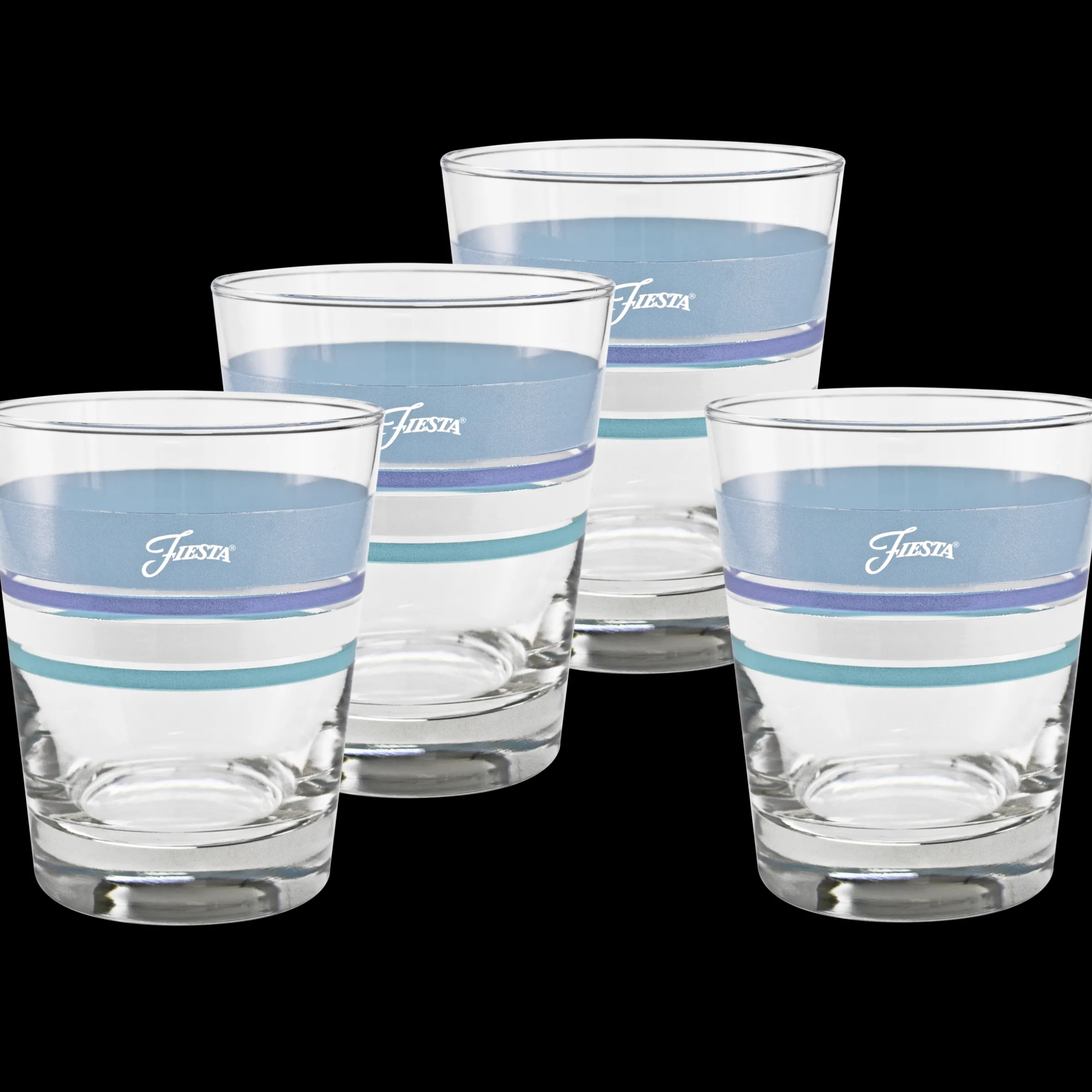 Coastal Blues 15 oz. Edgeline Tapered Double Old Fashion – Set of 4|Fiesta Factory Direct Clearance