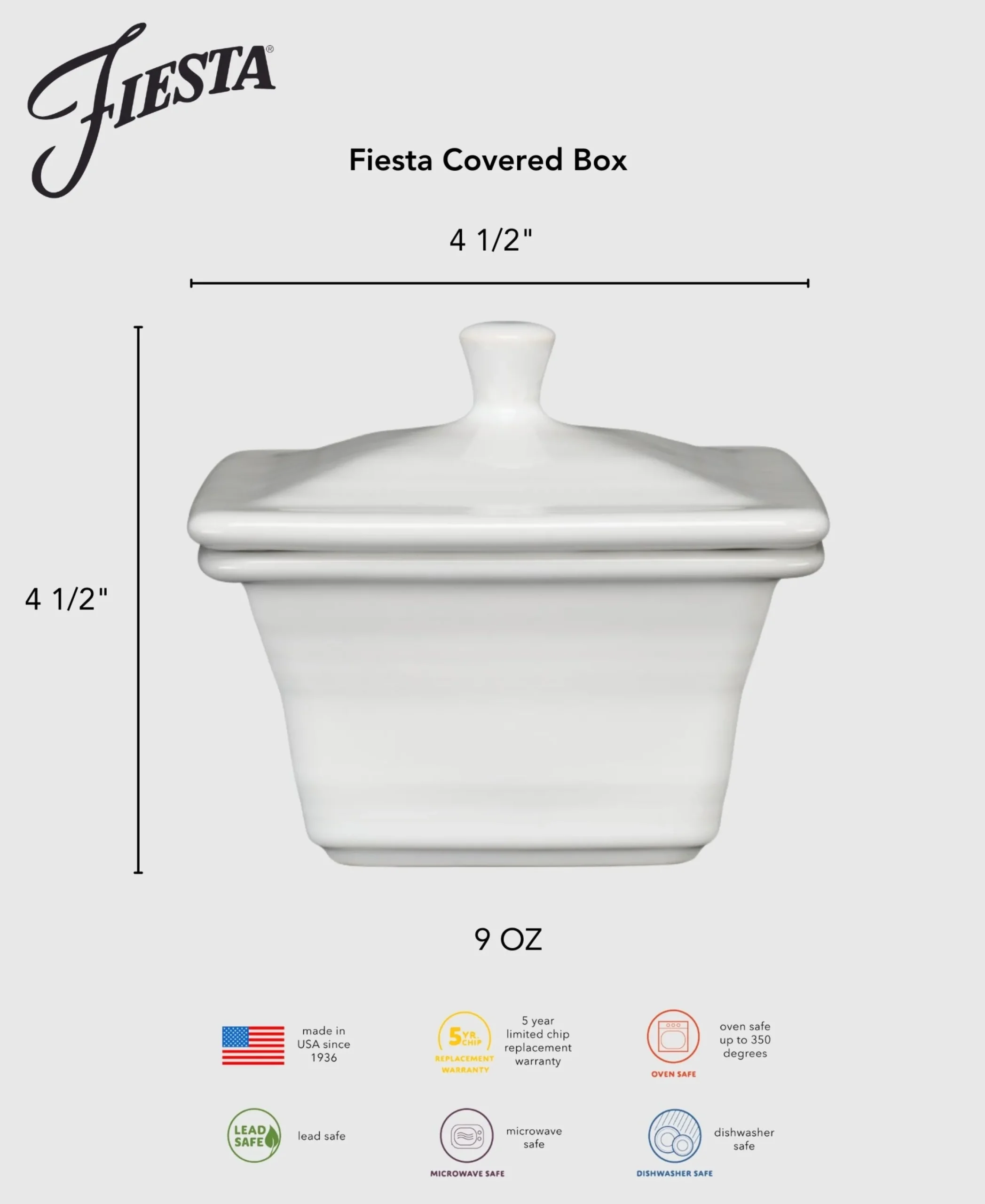Fiesta Covered Box 4 5/8 Inch x 3 3/4 Inch|Fiesta Factory Direct Clearance