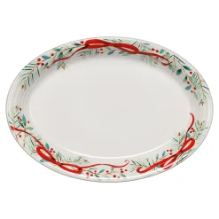 Holly Berry Christmas Garland 13 5/8 Inch Large Oval Serving Platter|Fiesta Factory Direct New