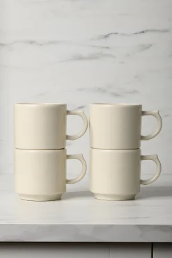 Linen 16 OZ Set of 4 Stackable Mug Set|Fiesta Factory Direct Online