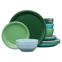 Mixed Aegean Bistro Coupe 12-Piece Dinnerware Set, Service for 4|Fiesta Factory Direct Outlet