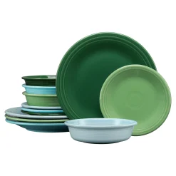 Mixed Aegean Classic Rim 12-Piece Dinnerware Set, Service for 4|Fiesta Factory Direct Hot