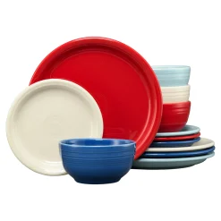Mixed Americana Bistro Coupe 12-Piece Dinnerware Set, Service for 4|Fiesta Factory Direct New
