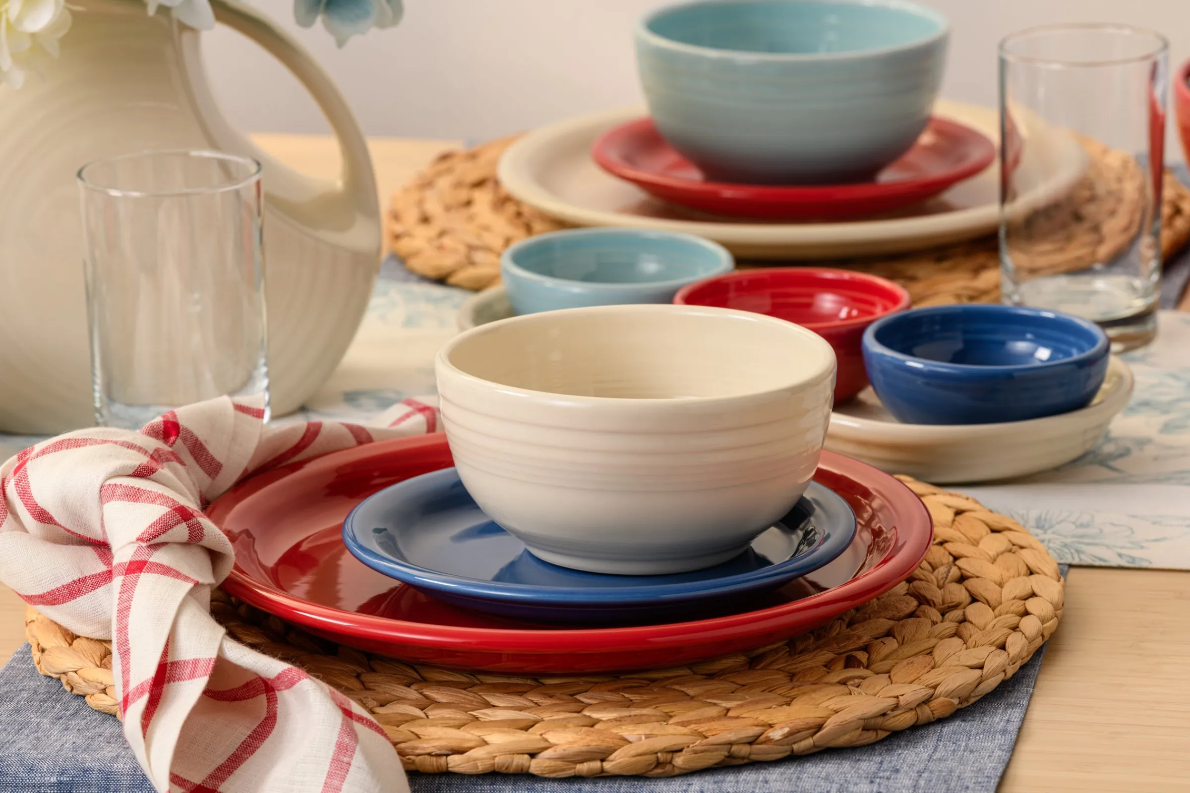 Mixed Americana Bistro Coupe 12-Piece Dinnerware Set, Service for 4|Fiesta Factory Direct New