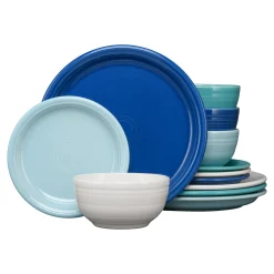Mixed Coastal Blues Bistro Coupe 12-Piece Dinnerware Set, Service for 4|Fiesta Factory Direct Discount