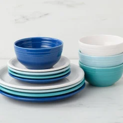 Mixed Coastal Blues Bistro Coupe 12-Piece Dinnerware Set, Service for 4|Fiesta Factory Direct Discount