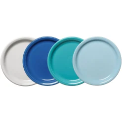 Mixed Coastal Blues Bistro Coupe 9 Inch Luncheon Plate, Set of 4|Fiesta Factory Direct Online
