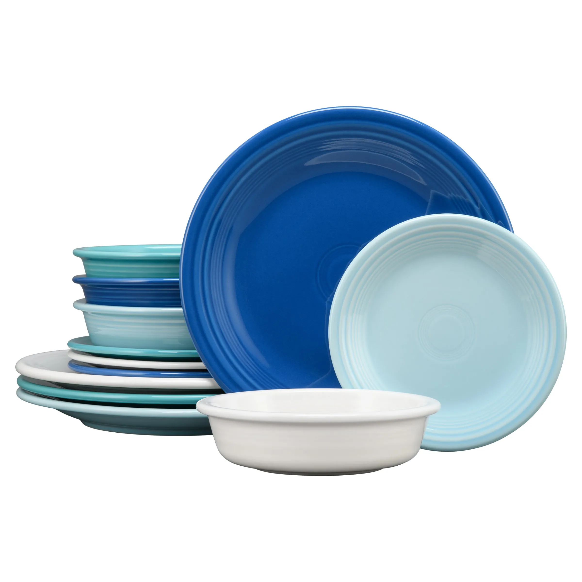Mixed Coastal Blues Classic Rim 12-Piece Dinnerware Set, Service for 4|Fiesta Factory Direct Hot
