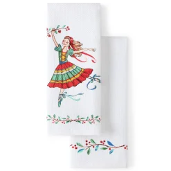 Nutcracker Ballerina Holiday Holly Sprig Kitchen Towel Set|Fiesta Factory Direct Hot