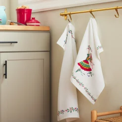 Nutcracker Ballerina Holiday Holly Sprig Kitchen Towel Set|Fiesta Factory Direct Hot
