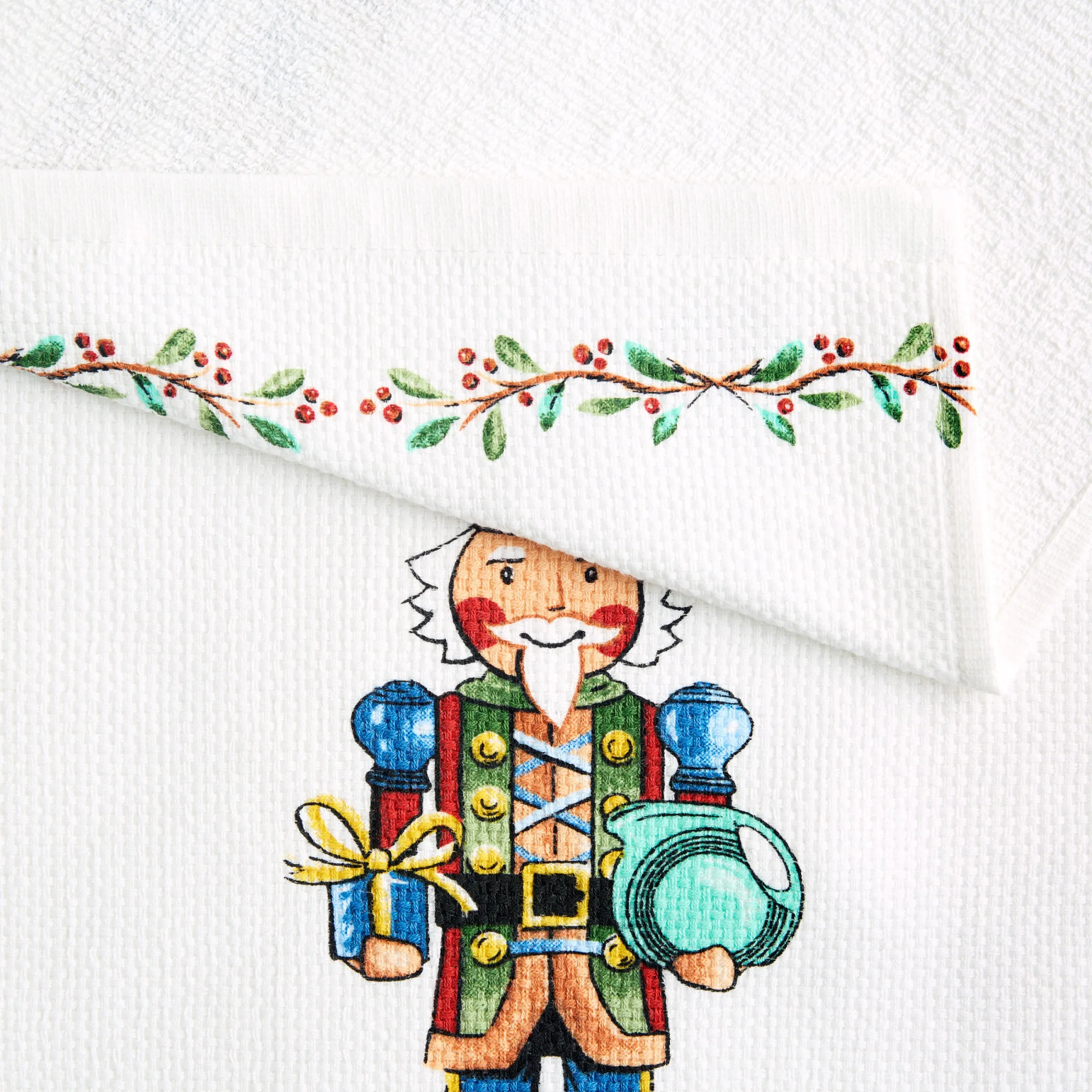 Nutcracker The Giver Holiday Holly Sprig Kitchen Towel Set|Fiesta Factory Direct Outlet