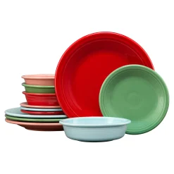 Peppermint Frost Mixed Color Classic Rim 12-Piece Dinnerware Set, Service for 4|Fiesta Factory Direct