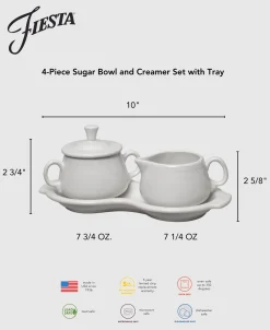 4-Piece Sugar Bowl and Creamer Set with Tray|Fiesta Factory Direct Clearance
