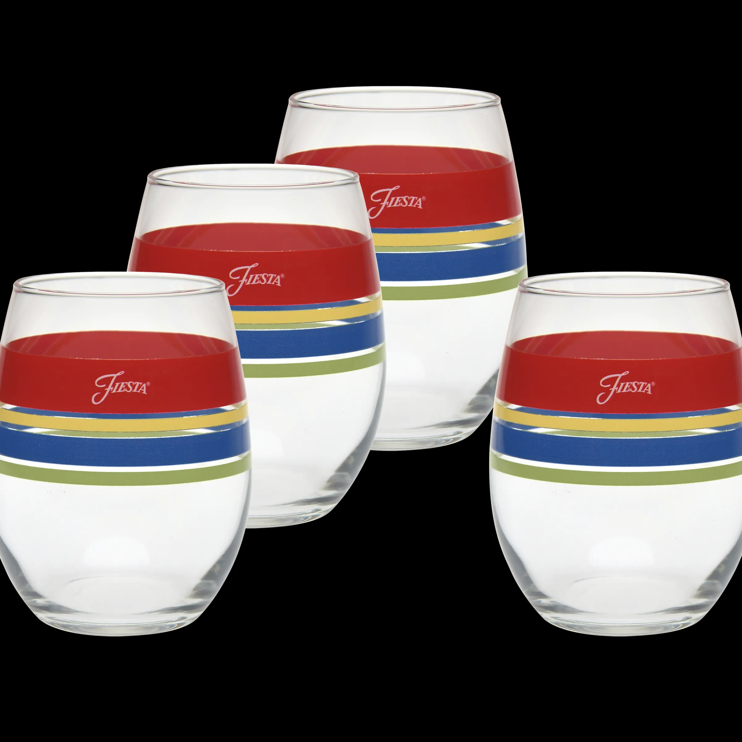 Retired 15 oz. Fiesta® Edgeline Stemless Wine Bright – Set of 4|Fiesta Factory Direct