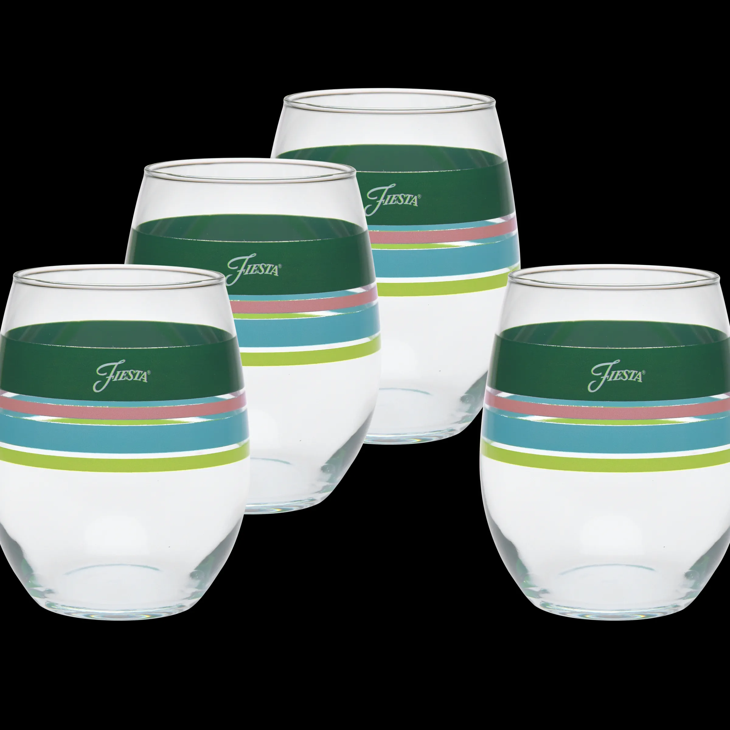 Retired 15 oz. Fiesta® Edgeline Stemless Wine Tropical – Set of 4|Fiesta Factory Direct Online