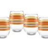 Retired 15 oz. Fiesta® Sienna Sunset Stripes Stemless Wine – Set of 4|Fiesta Factory Direct New