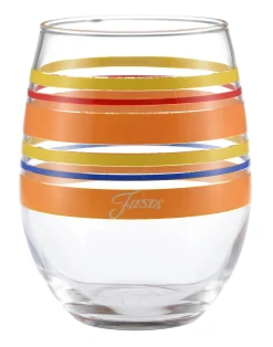 Retired 15 oz. Fiesta® Sienna Sunset Stripes Stemless Wine – Set of 4|Fiesta Factory Direct New