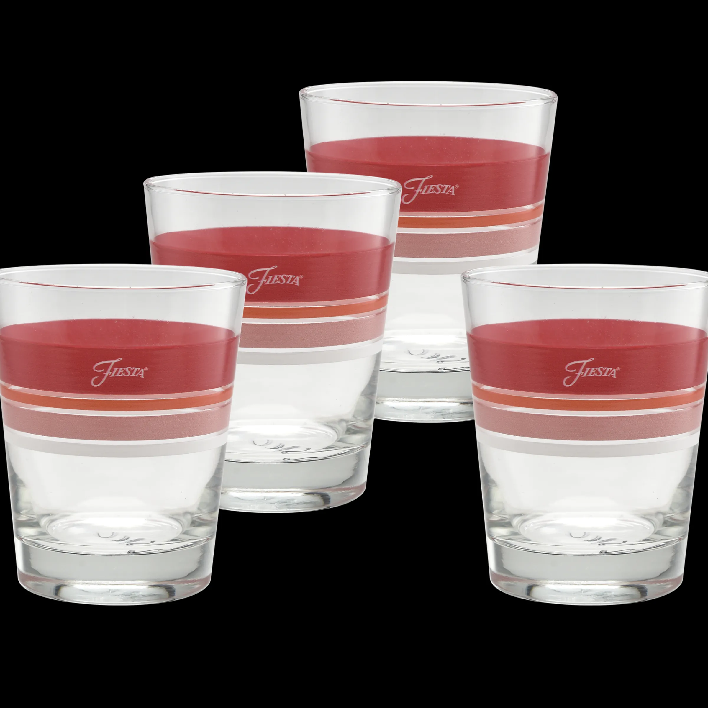 Sunset Horizon Edgeline Tapered Double Old Fashion Glass Mixed – Set of 4|Fiesta Factory Direct Sale